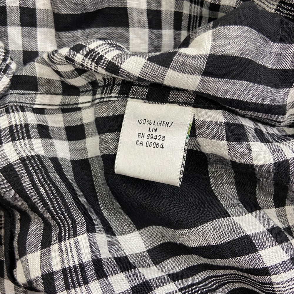 Bugatchi Uomo Blk & white plaid linen button down - Picture 6 of 7